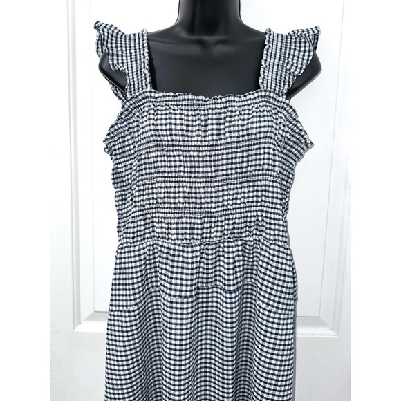 Old Navy Fit & Flare Lightweight Smocked Gingham Midi Dress, size Large - Picture 5 of 7